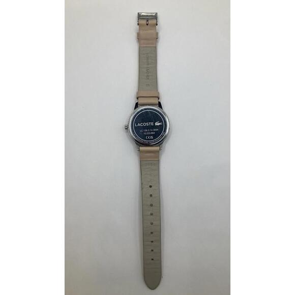 Women’s Lacoste Club 34mm Watch Sunburst Dial Beige Leather Band New Battery